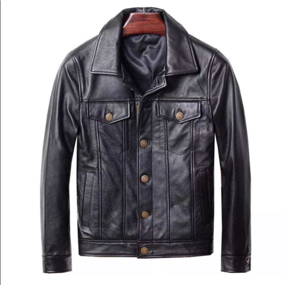 Men Leather Jacket Levi’s style fit